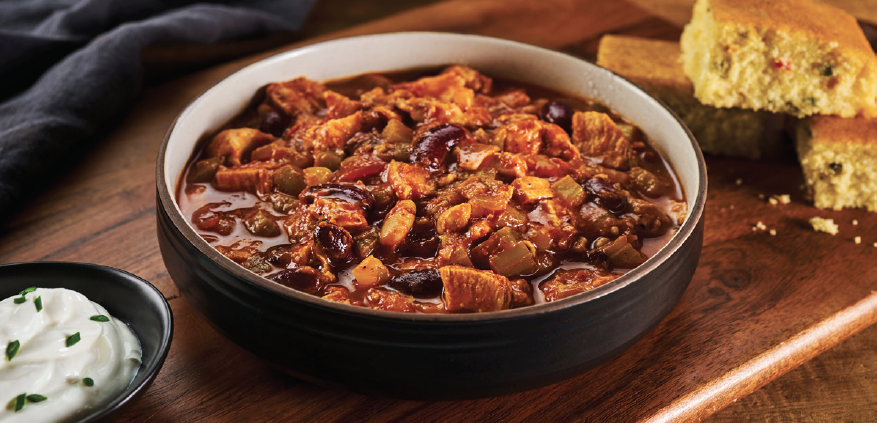 Fiery Bloody Mary Chicken Chili with Cornbread