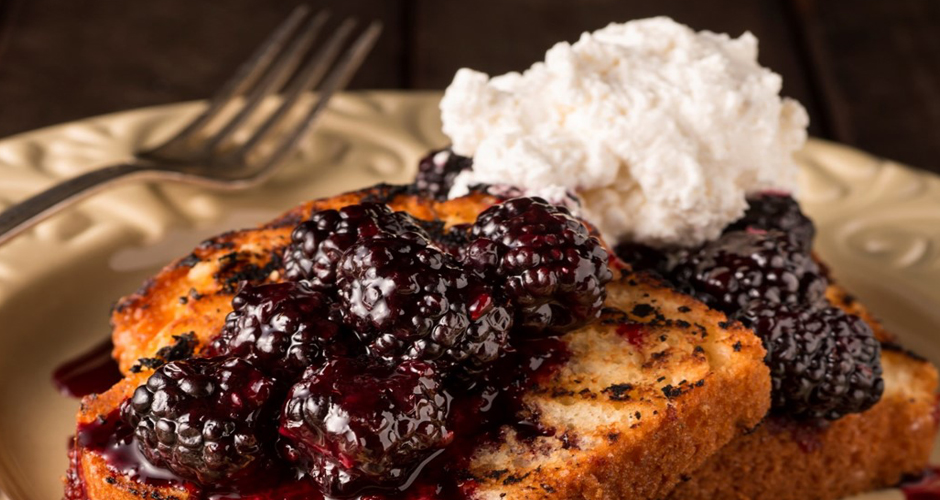 Grilled Pound Cake With Macerated Blackberries And A Cool Lime-mint Yogurt Sauce